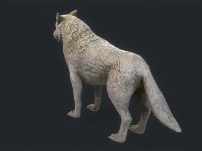  Wolf Statue Low-poly 3D model