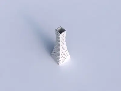Vase squeezed rectangle with horizontal wavy layers 3D print model