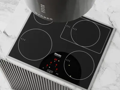 Kitchen 7 modern with marble counter tops 3D model