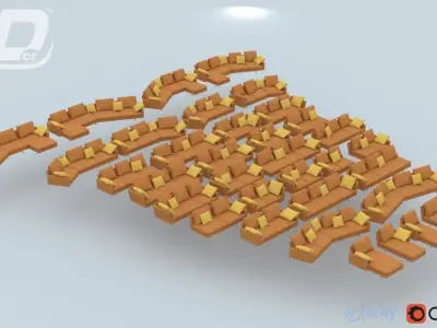 Amber Sofa Modular Set 3D model