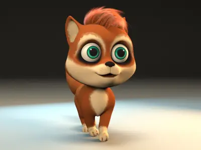 cartoon little fox Low-poly 3D model purchase