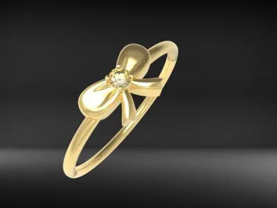 Diamond Ribbon Bow Ring US SZ 7 3D print model