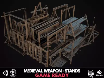 Medieval Weapon - Stands Low-poly 3D model