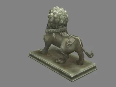 Stone lion sculpture - Lion dance Low-poly 3D model