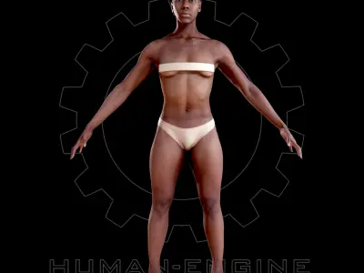 Female Scan - Tiana A-pose Rigged and Expressions Low-poly 3D model