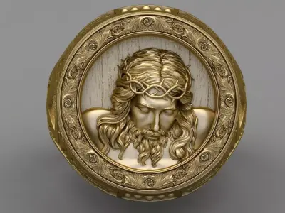 Jesus Diamond Ring 3d Print Model 3D print model