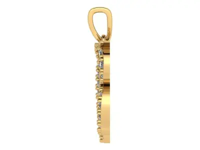 B letter pendant with diamond 3D print model