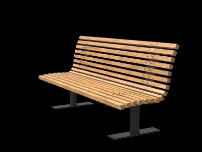 Public Bench V-01 Low-poly 3D model