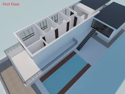 Realistic Villa with interior plan 3D model