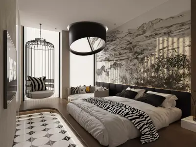 hotel bedroom interior 11 3D model