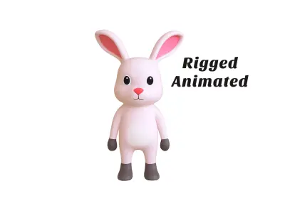 High-Quality 3D Cute Rabbit - Animated for Games Low-poly 3D model