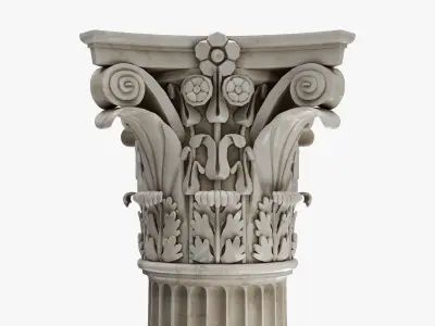 Roman Column High and LowPoly Version Low-poly 3D model