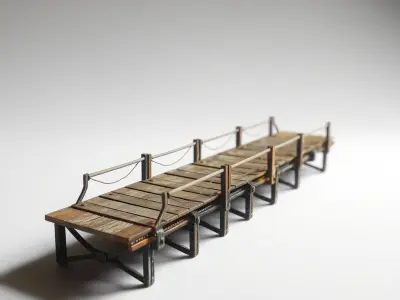 Weathered Bridge Infrastructure model pack Low-poly 3D model