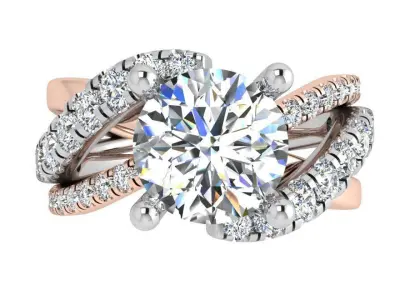 Round Diamond Twisted Ring 3716 3D print model