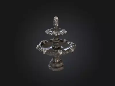 Antique Marble Tiered Fountain Low-poly 3D model