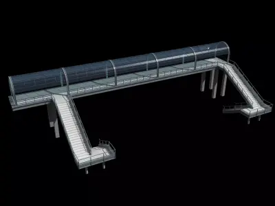 modern curved pedestrian bridge 3D model