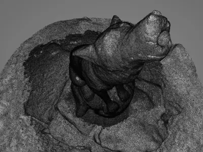 Wolf Wood Carving 3D model