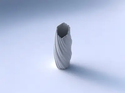 Vase twisted bent hexagon with smooth vertical ribbons  3D print model
