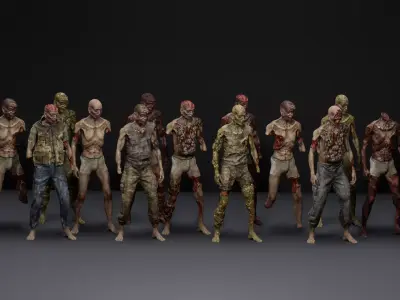 Modular Zombie Dismemberment Pack Low-poly 3D model