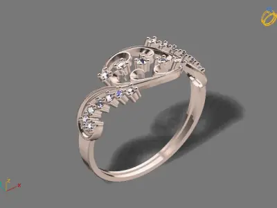 Womens Diamond Signet Ring Women Rings 3dmodels 3D print model 3D print model 16
