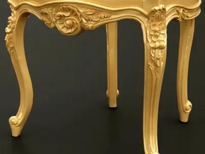Classic Baroque Style Wooden Chair Base for CNC 3D model