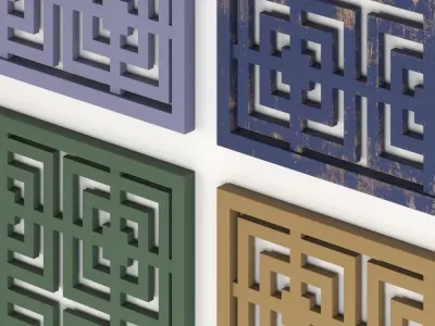 Arabic Islamic pattern wood decorative plaster 3D model 2