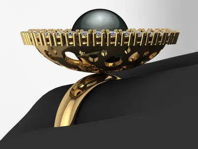 Ring with stone  3D print model