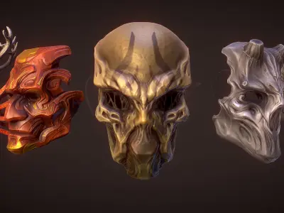 Masks pack 2 Low-poly 3D model