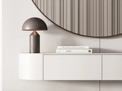 144 hallway zone 03 minimal modern with circle mirror 01 3D model