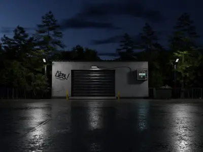 Darkness Garage Scene 3D Blend File Textured FBX OBJ MTL Files 3D model