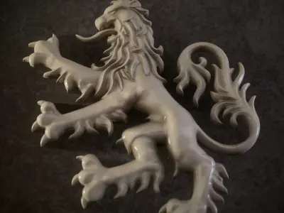 lion heraldic 3D print model