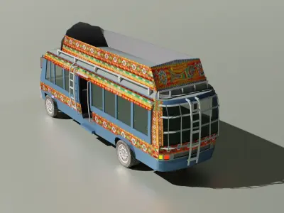 Pakistani Old Bus  Low-poly 3D model