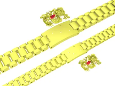 Luxury Link Bracelet with Gemstone Plate 3D Jewelry Model 4178 3D print model