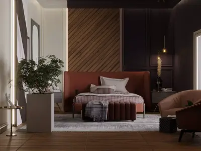 Bedroom interior scene 3D model 3D model