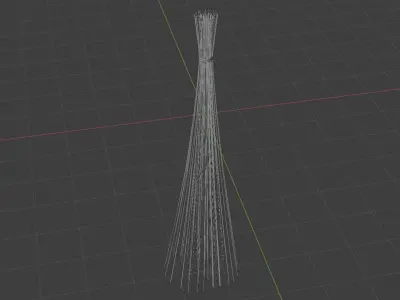 3D Broom Stick Household Sapu Lidi  3D model