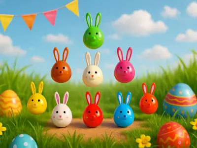 Easter Rabbit Eggs Low-poly 3D model