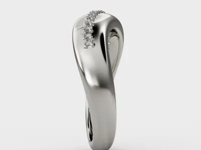 Wave ring with diamonds 3D print model
