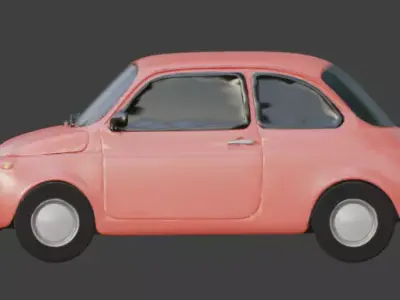 Stylized Pink Cartoon Compact Car 3D Model Low-poly 3D model