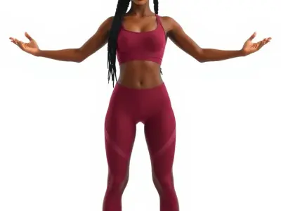 Female Athletic Character Model Rigged and Animated D Low-poly 3D model