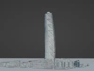 Turning Torso by Santiago Calatrava Low-poly 3D model