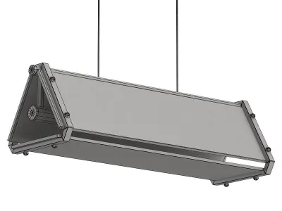 haga-long industrial pendant light with frame and clear glass 3D model