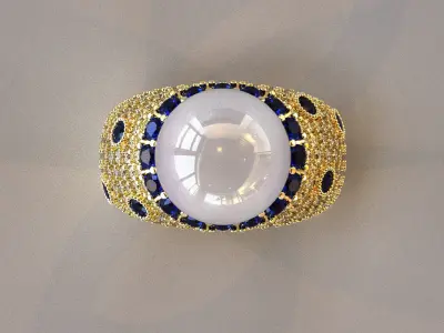 Ring - Pearl and Diamonds 3D print model