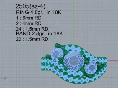 3 Stone Ring With Band 2505 3D print model