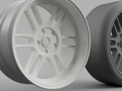 52mm RC 12MM HEX Wheels Enkei RPF1 with and without tires 3D print model