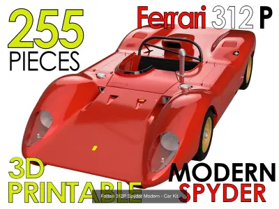 Ferrari 312 P 3D Printable - Car Kit Pack Bundle 3D Model Collection
