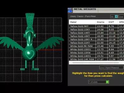 Golden Bird Pendant with Diamond Heart 3D print model