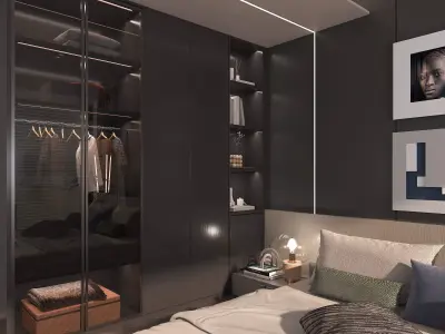 Modern Bedroom Scene 29 3D model