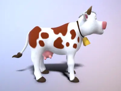 cartoon cow Low-poly 3D model