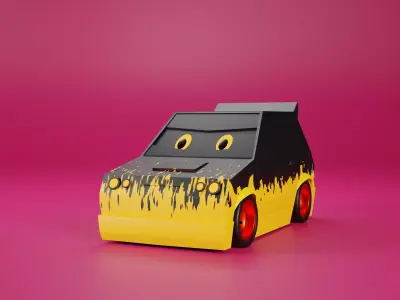 Rigged Low-Poly Car Model  Low-poly 3D model