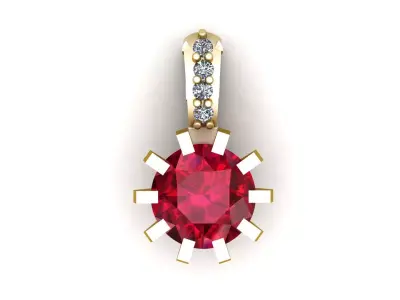 NATURAL RUBY AND DIAMOND PENDANT 3D PRINTABLE MODEL 3D print model